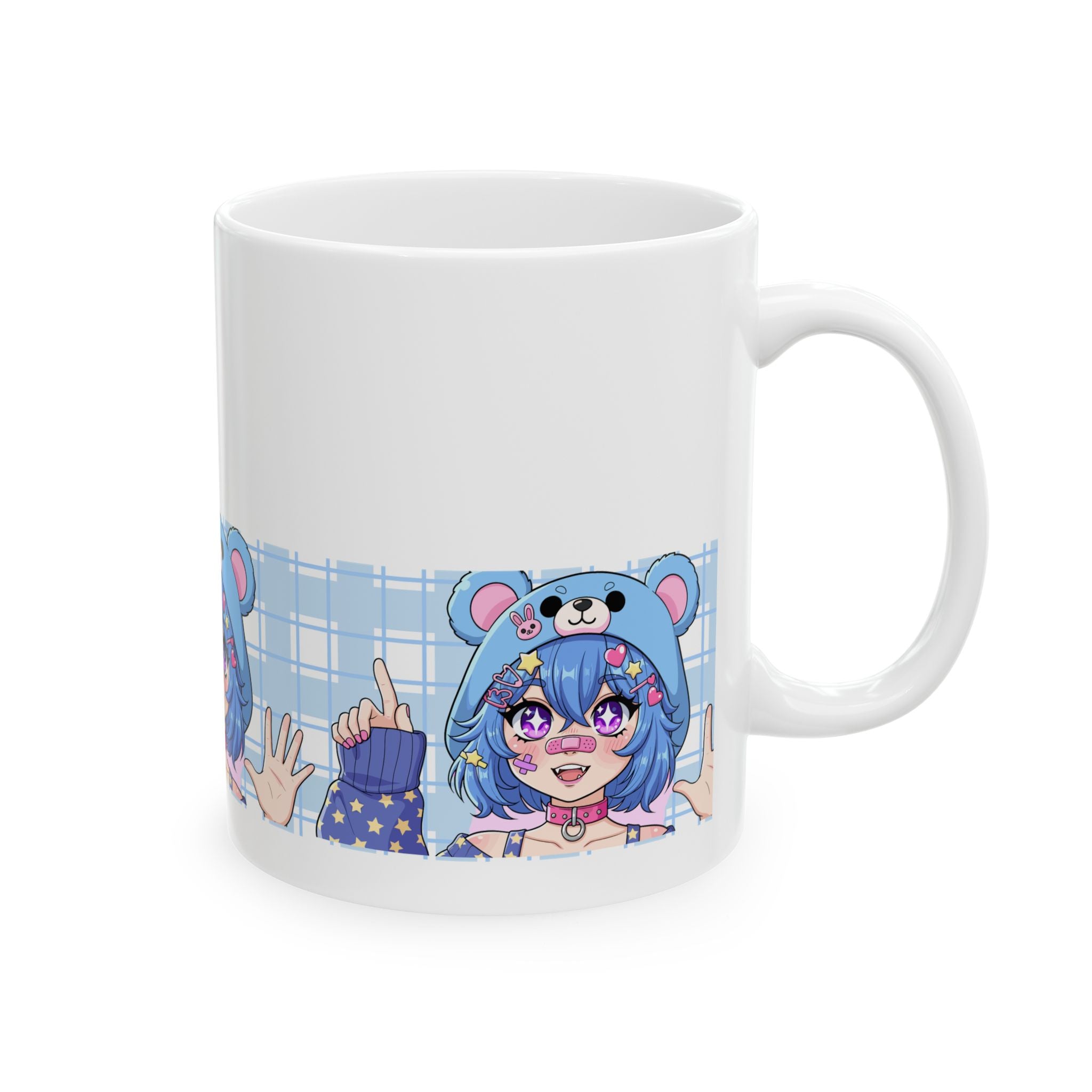Anime Kawaii Blue Bear Girl Ceramic Mug (11oz, 15oz)