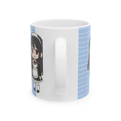 Anime Maid Mug — Cute Chibi Maid Ceramic Coffee Cup (11oz & 15oz)