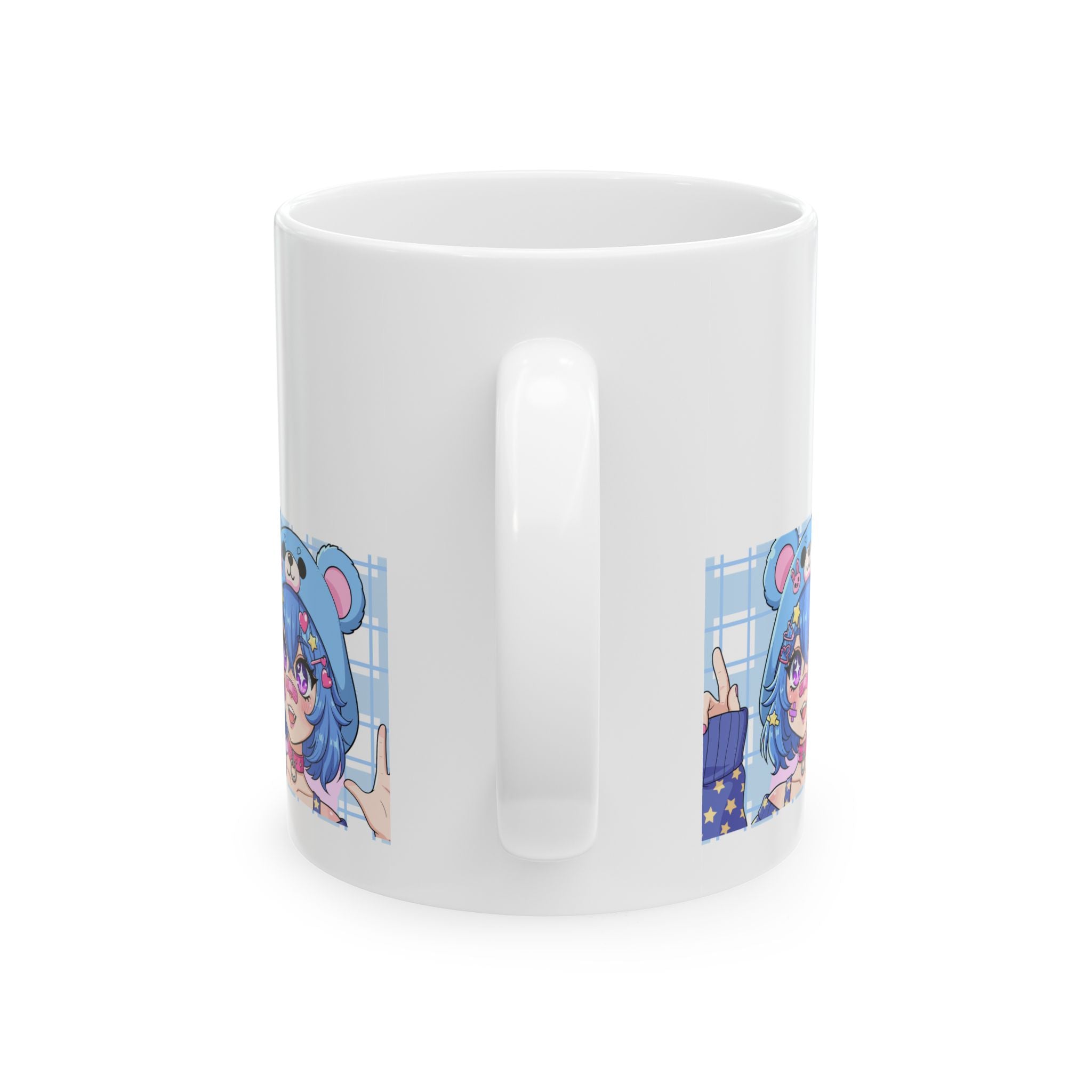 Anime Kawaii Blue Bear Girl Ceramic Mug (11oz, 15oz)