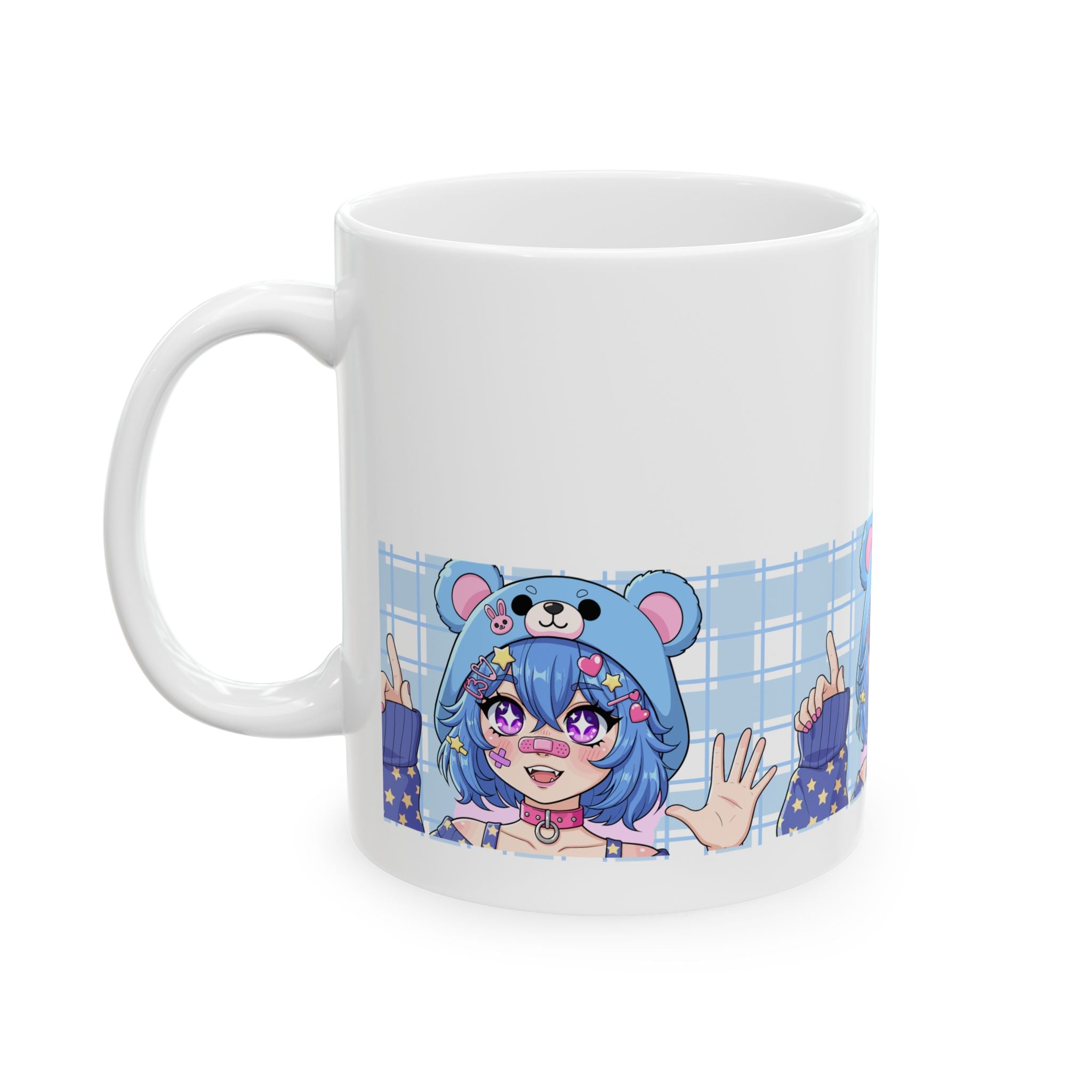Anime Kawaii Blue Bear Girl Ceramic Mug (11oz, 15oz)