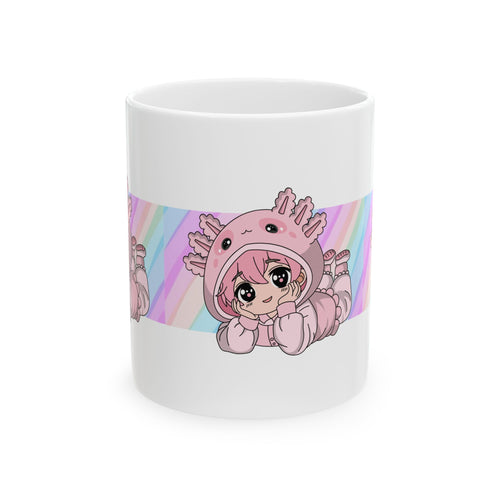 Pink Axolotl Anime Mug