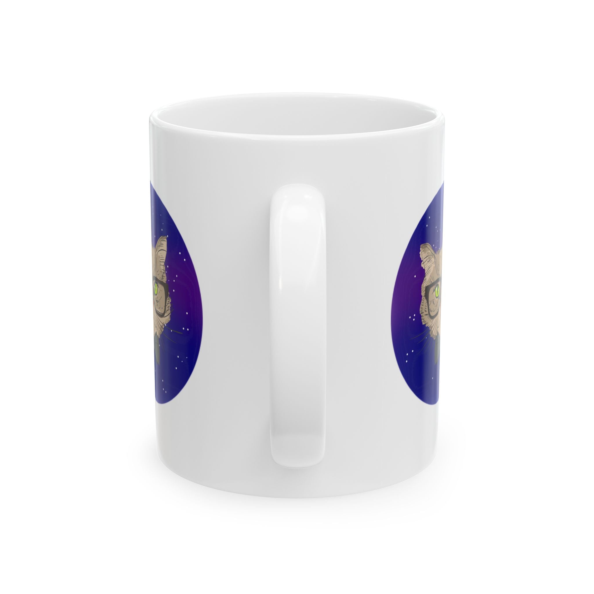 Cat Nerd Ceramic Mug — Geeky Cat with Glasses & Bow Tie (11oz, 15oz)